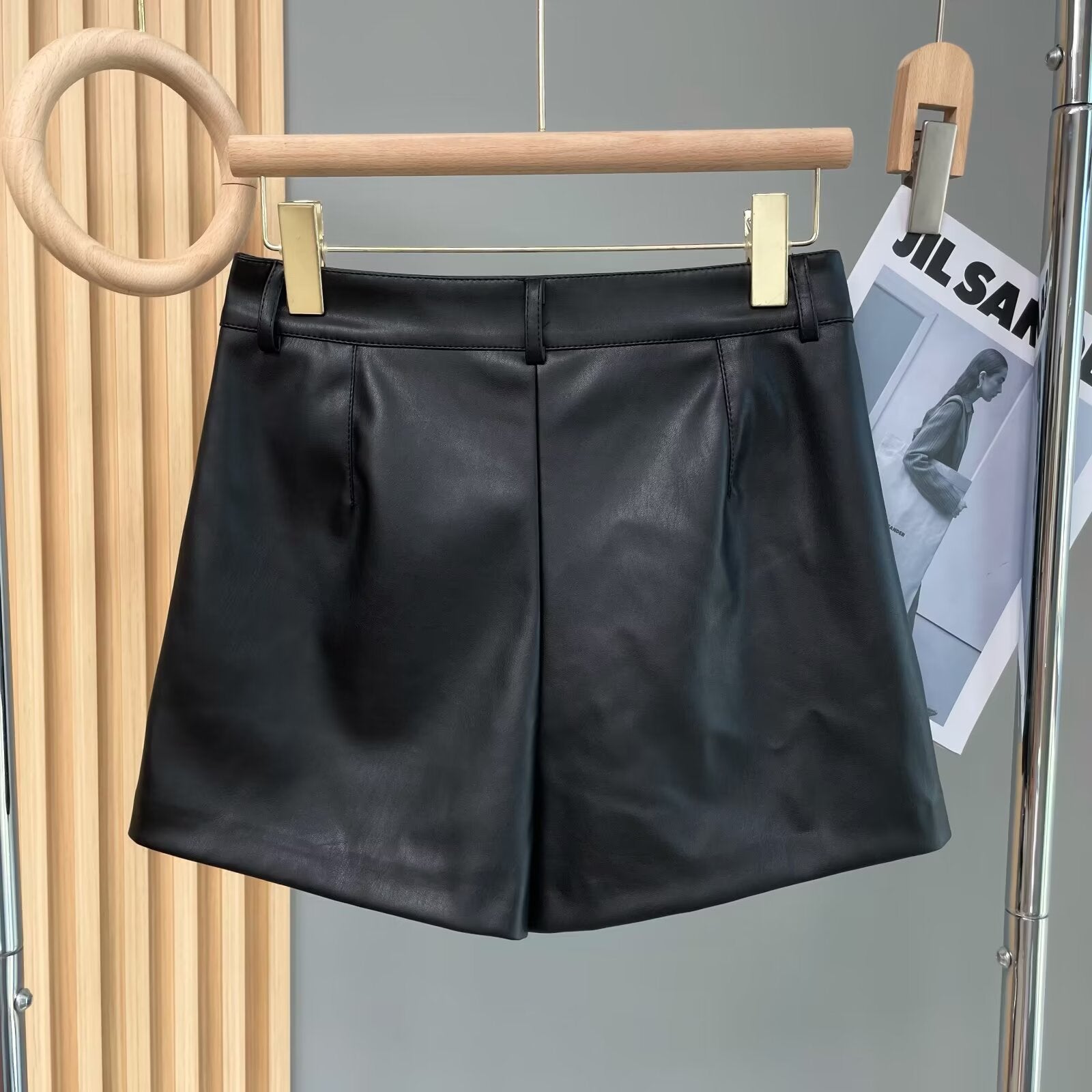 Street casual leather shorts