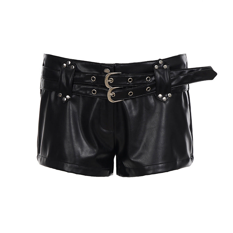 Versatile low waist hip hugging PU leather boots pants for women