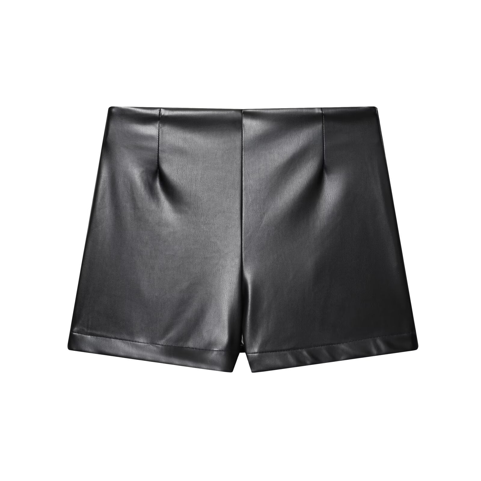 Street imitation leather high waisted shorts