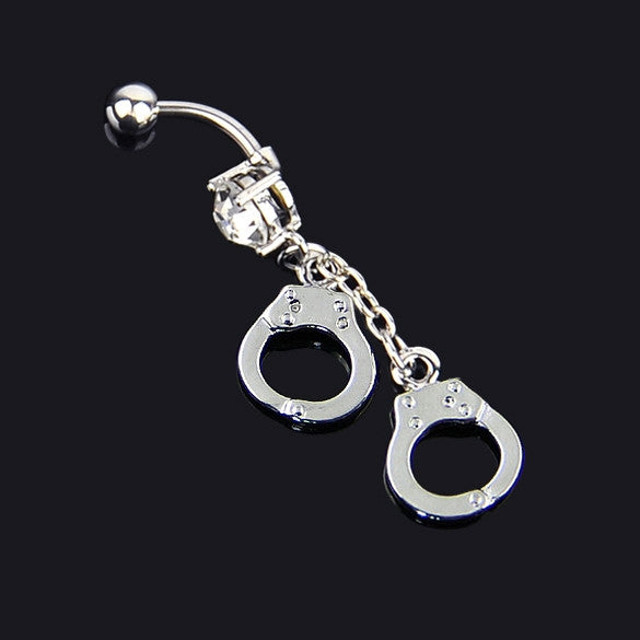 Handcuffs Crystal Rhinestone Navel Belly Button Body Piercing Navel Ring - Sins & Temptations