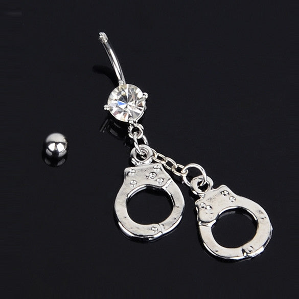 Handcuffs Crystal Rhinestone Navel Belly Button Body Piercing Navel Ring - Sins & Temptations