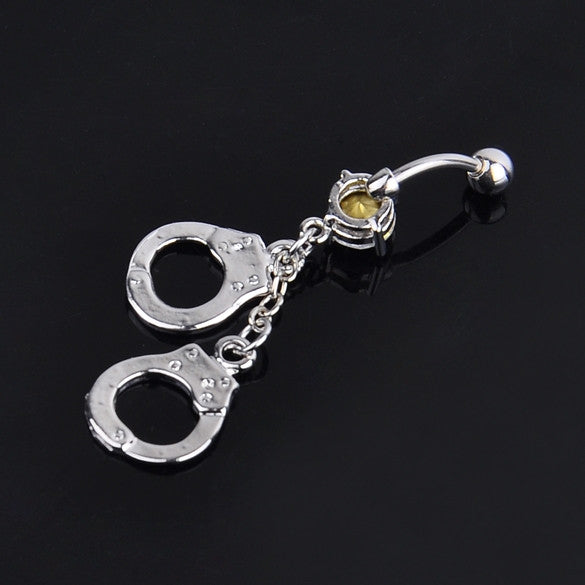 Handcuffs Crystal Rhinestone Navel Belly Button Body Piercing Navel Ring - Sins & Temptations