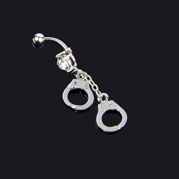 Handcuffs Crystal Rhinestone Navel Belly Button Body Piercing Navel Ring - Sins & Temptations