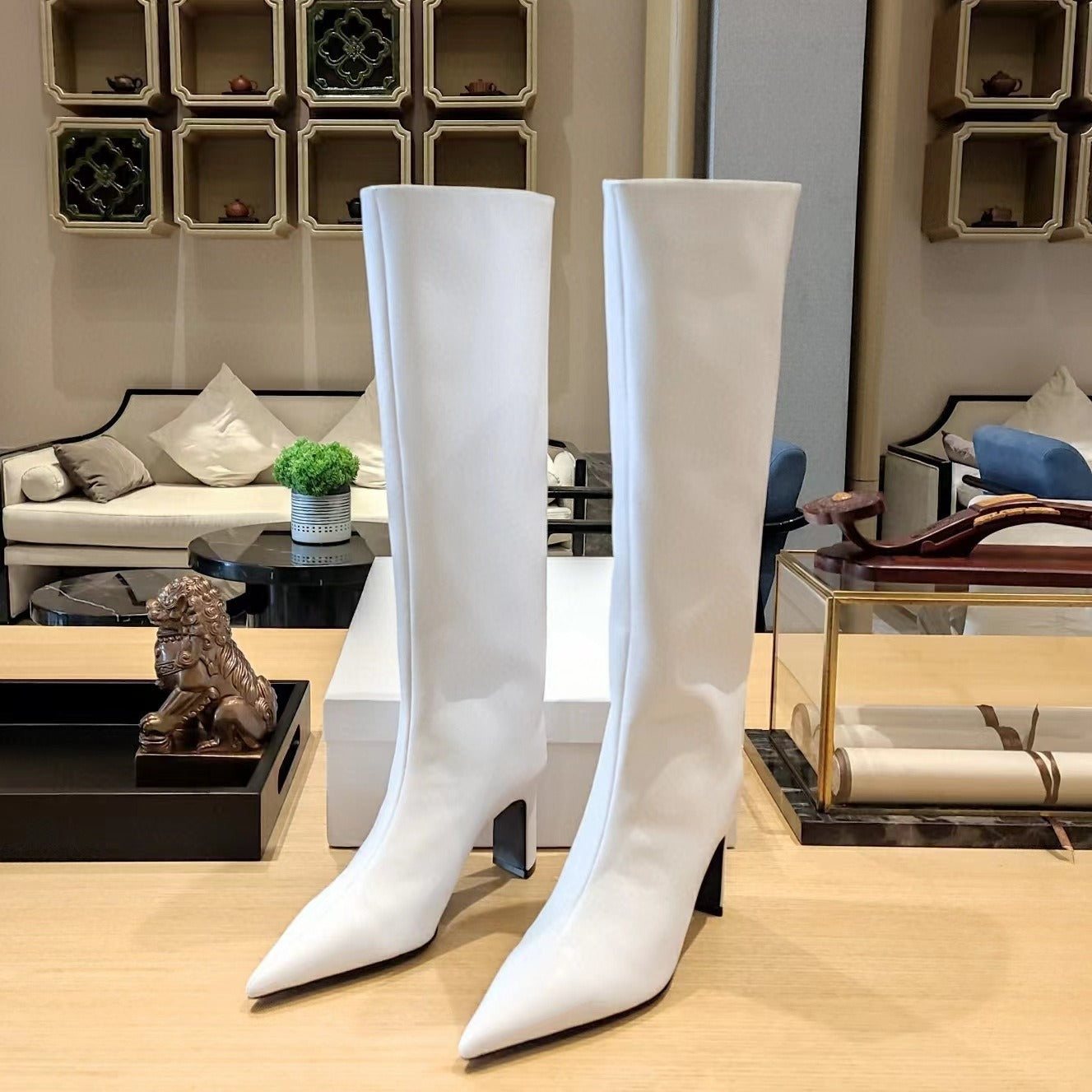 Metallic Leather Knee-high Boots Women