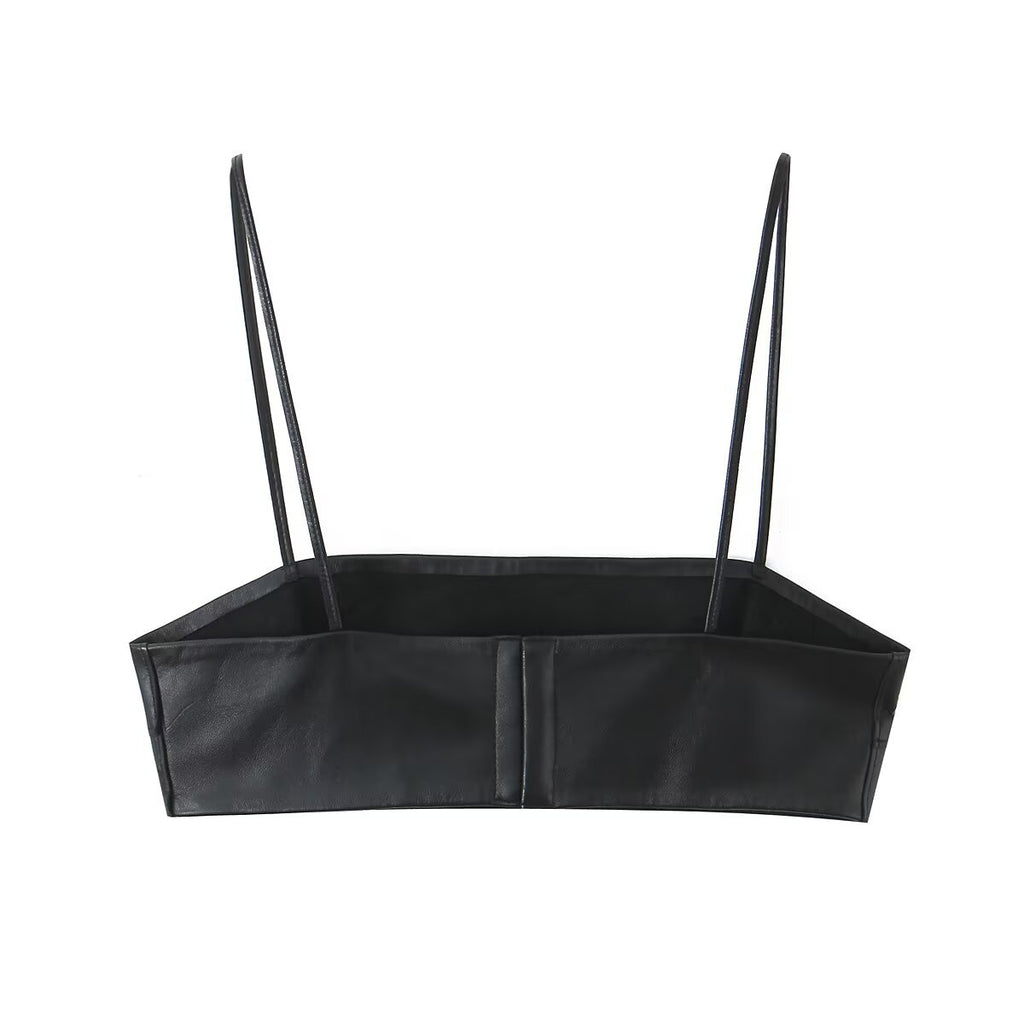 Pure leather strapless+leather skirt for women's wear