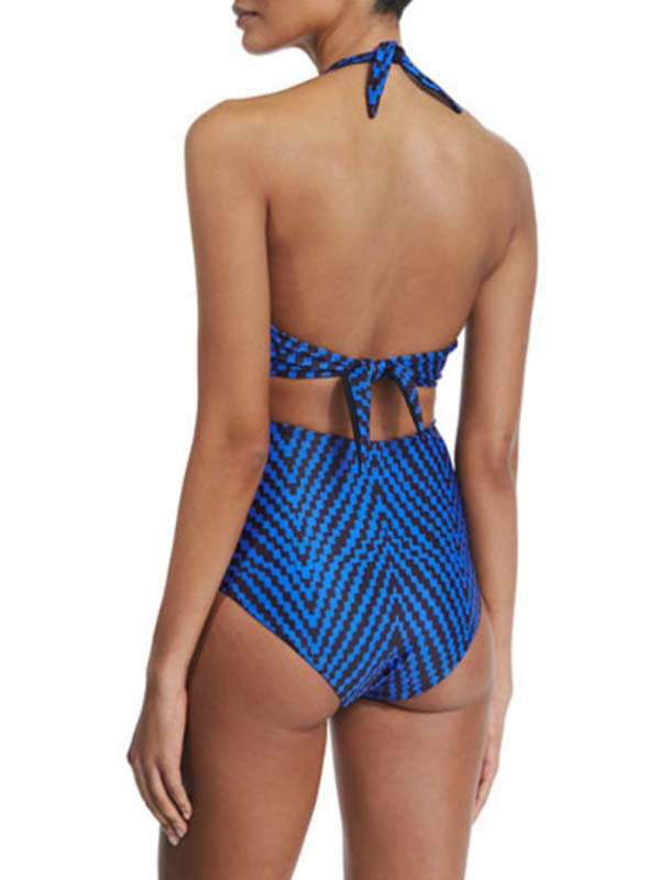 Blue Halter Cut Out Swimwear Lingerie - Sins & Temptations