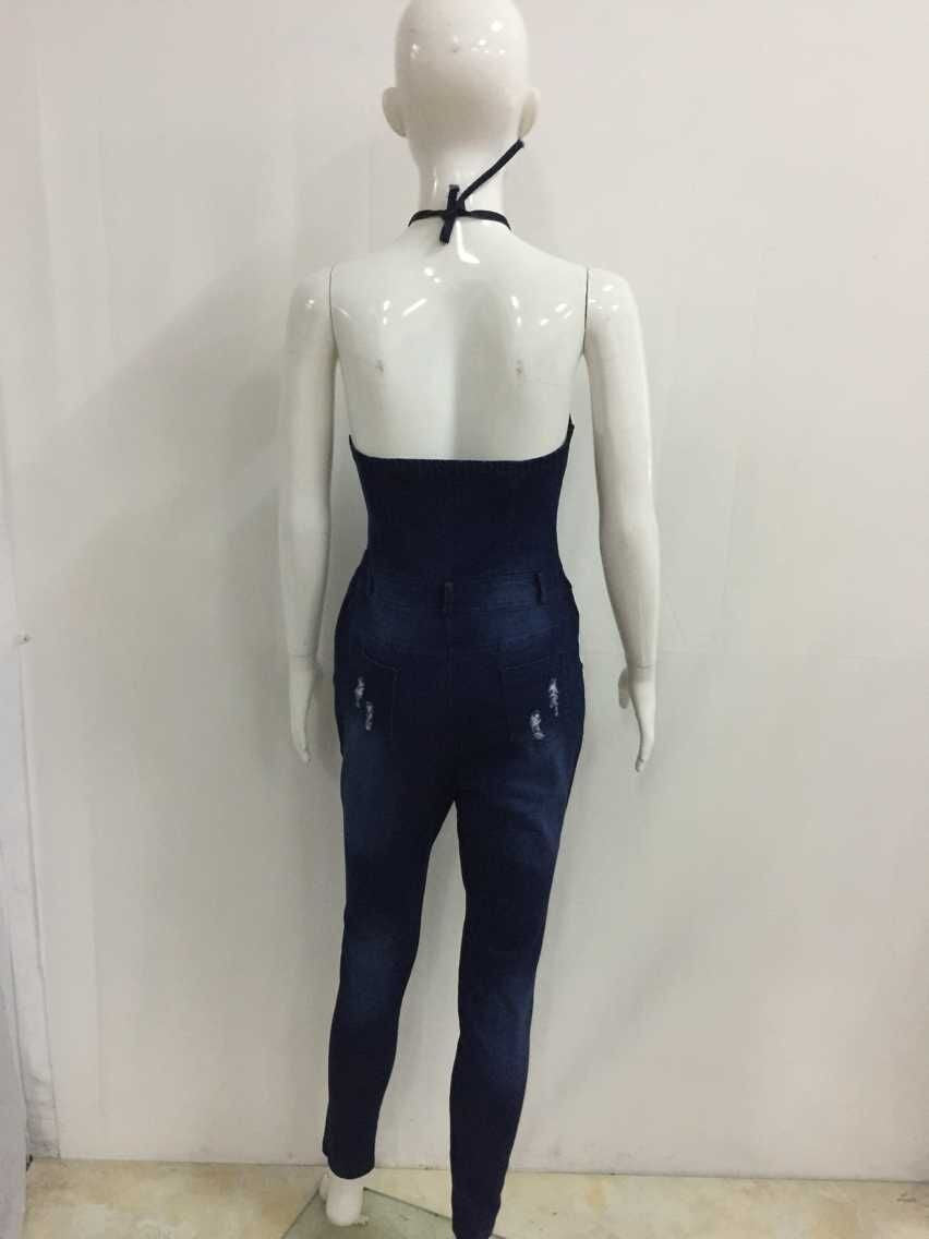 Trendy Wash Ripped Suspender Denim Jeans Jumpsuit Romper - Sins & Temptations