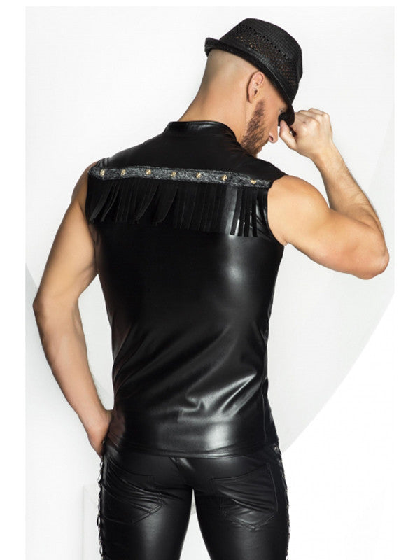 Mens Fashion Black Gothic Leather Shirt - Sins & Temptations