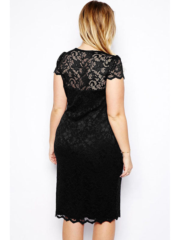 XL-3XL Black Lace Women Clubwear Midi Dress - Sins & Temptations