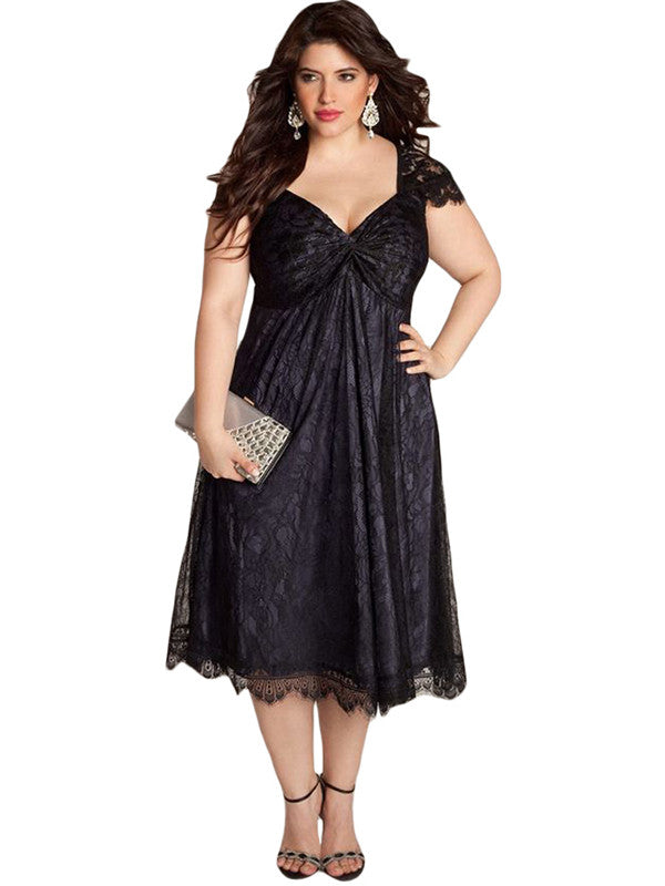 XL-3XL Women Black Long Clubwear Dress - Sins & Temptations