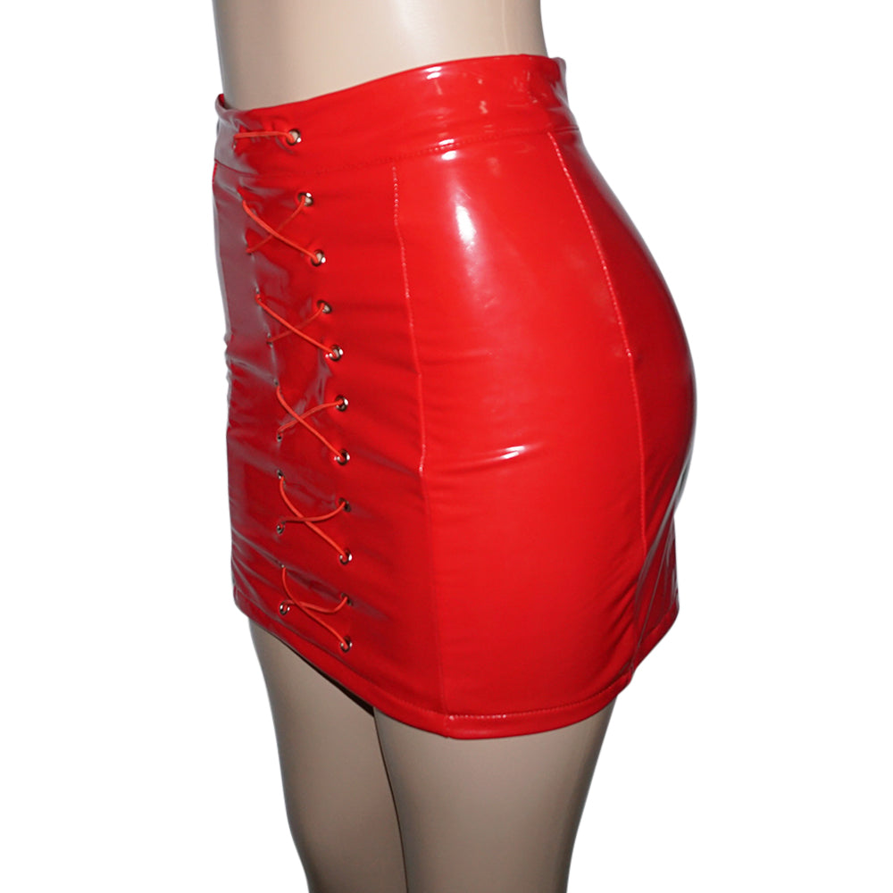 Red A-Line Skirt Casual Solid Skirt