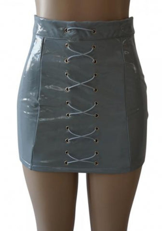 Red A-Line Skirt Casual Solid Skirt