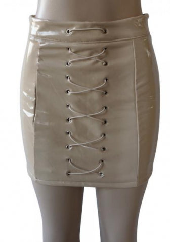 Red A-Line Skirt Casual Solid Skirt