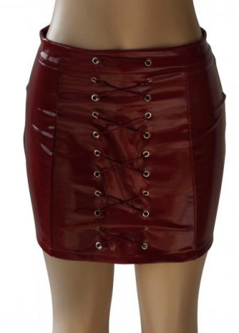 Red A-Line Skirt Casual Solid Skirt
