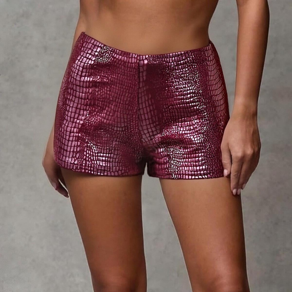 Butt hugging low waist PU leather shorts for women