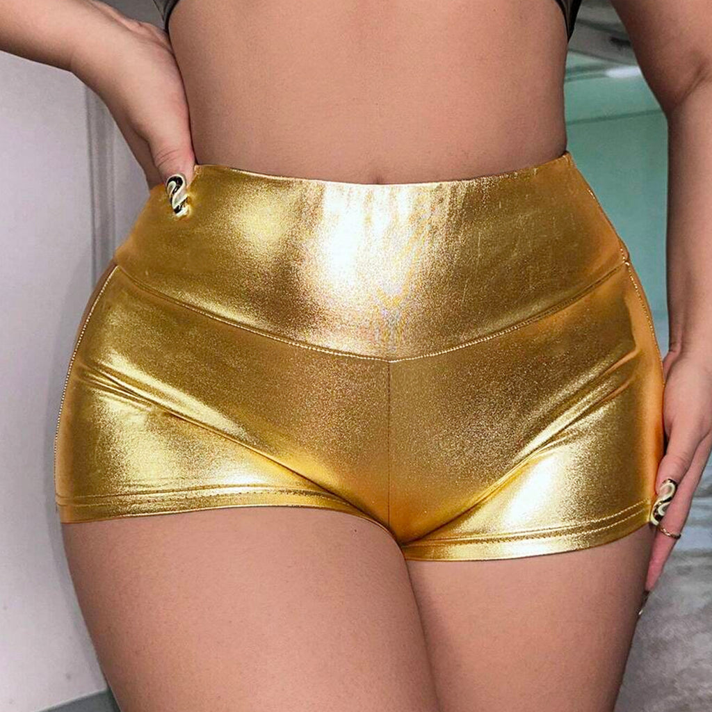 Sexy slim fit hip hugging PU leather hot pants for women