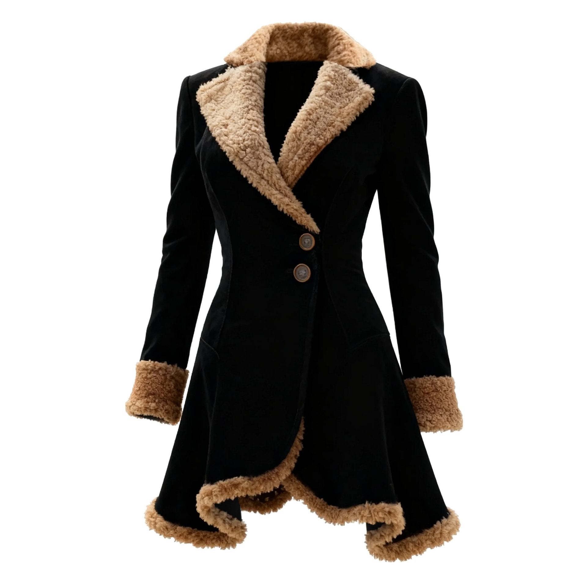 Faux Fur Lined Leather Jacket Women's Winter Warm Outerwear Coat
