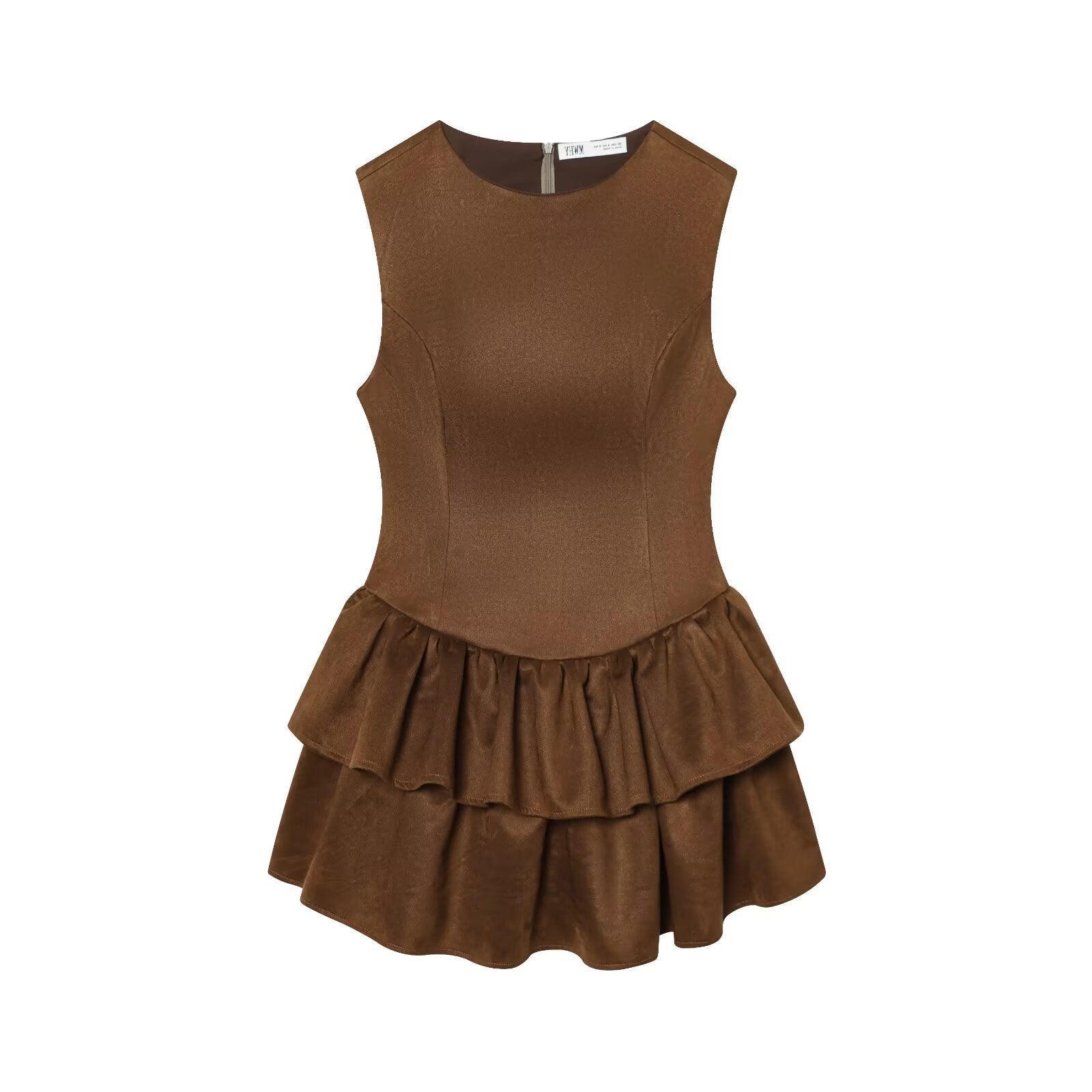 Layered Faux Suede Texture Mini Dress