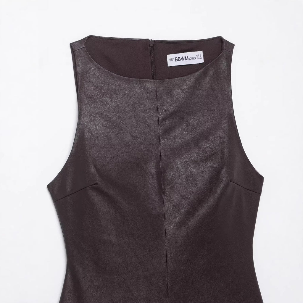 Leather effect jumpsuit style dress