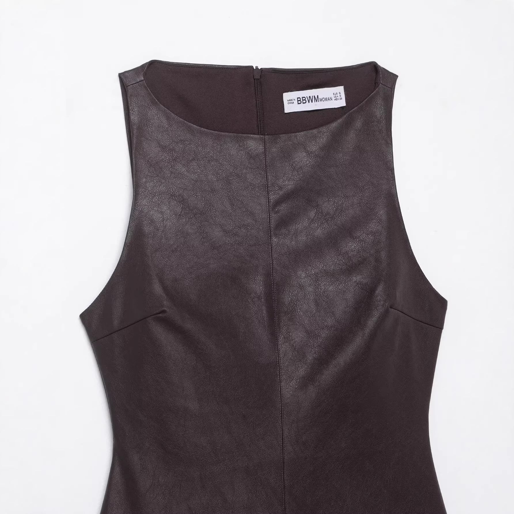 Leather effect jumpsuit style dress