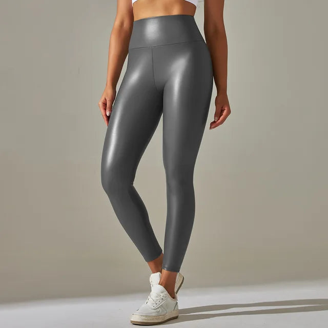 Women Black Pu Leather Pants High Waist Leather Sexy Leggings Trousers Women Thick Stretch Pantalon