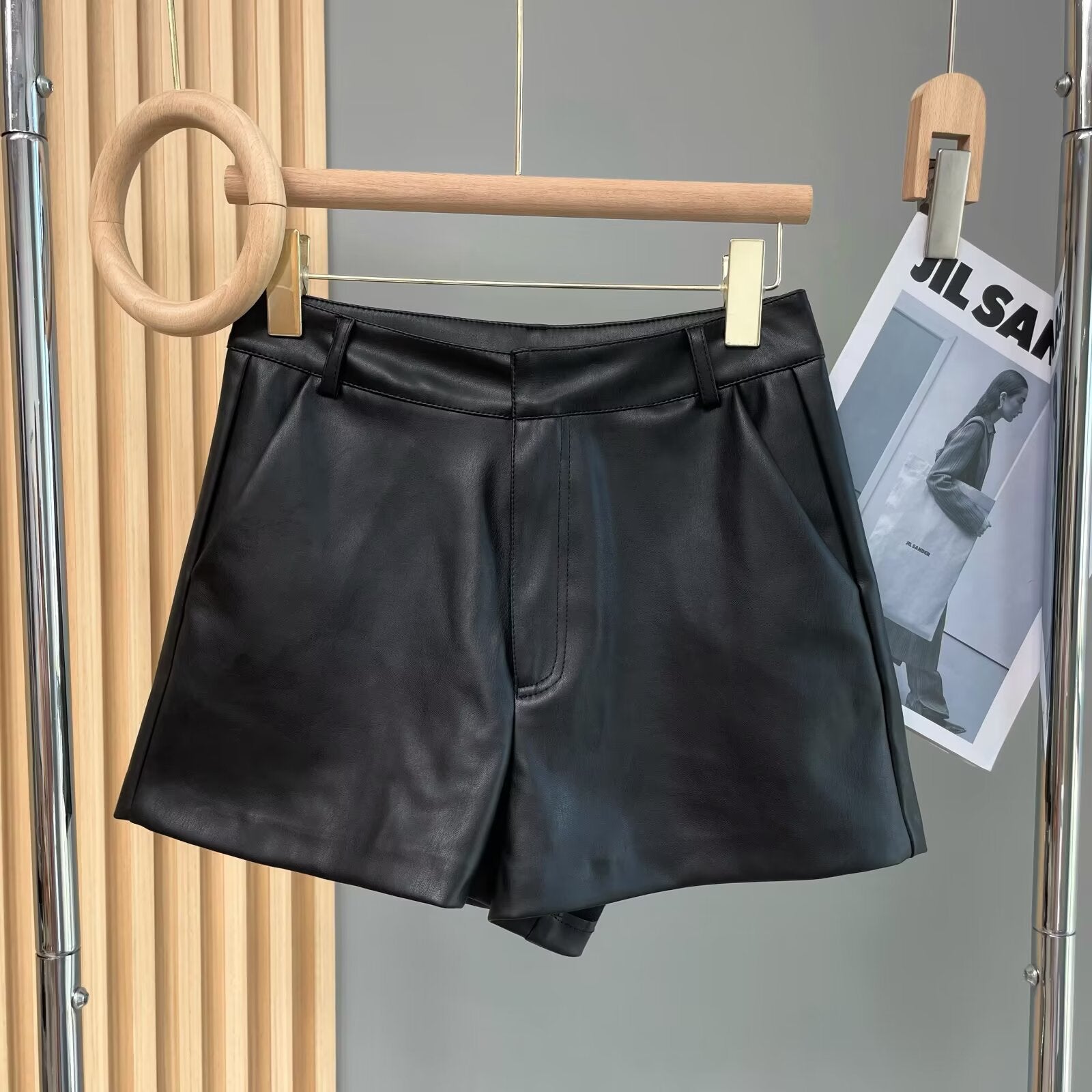 Street casual leather shorts