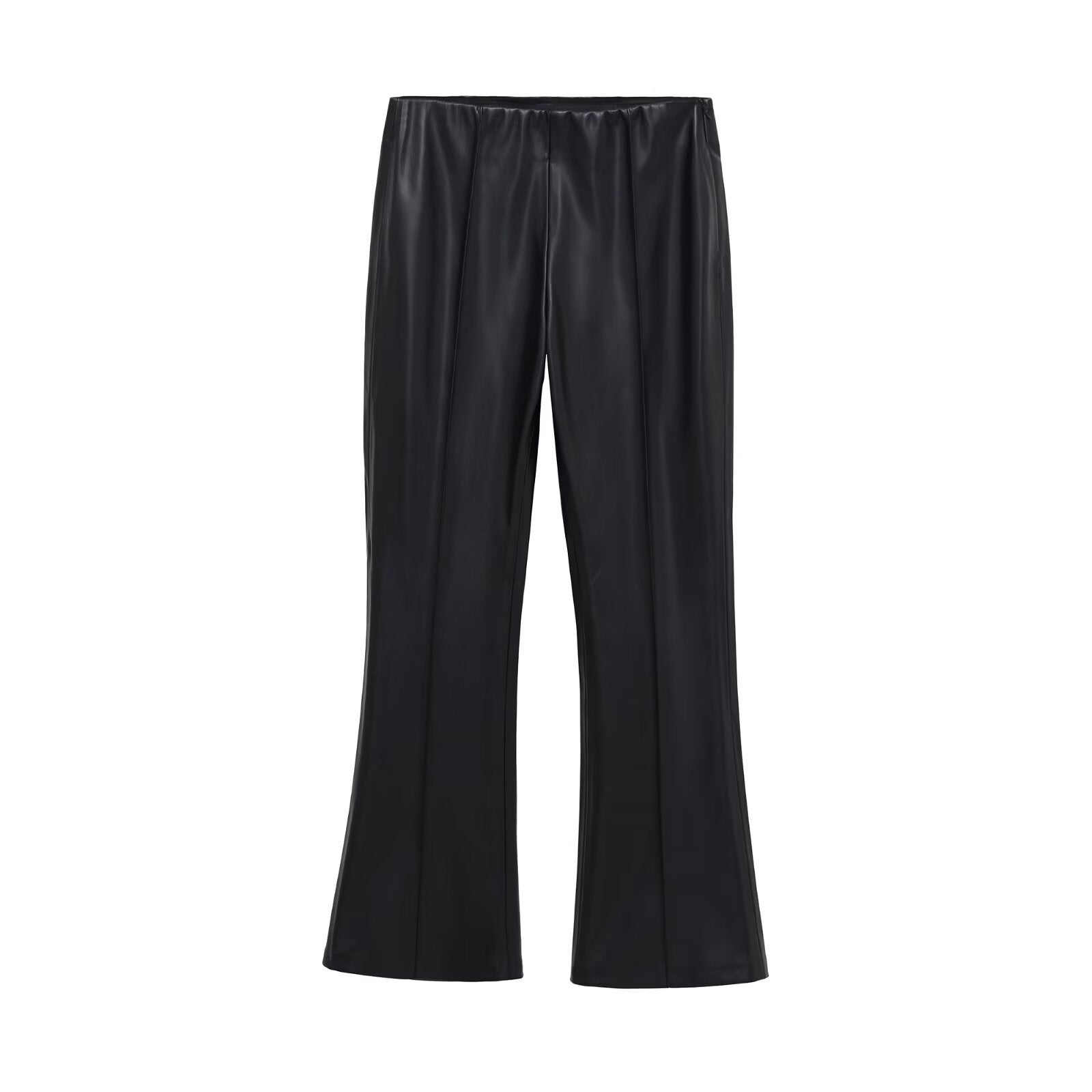 Street versatile micro flared long leather pants