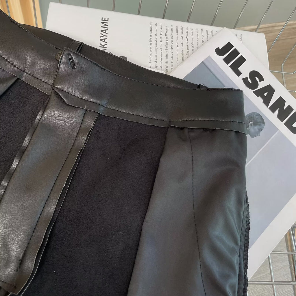 Street casual leather shorts