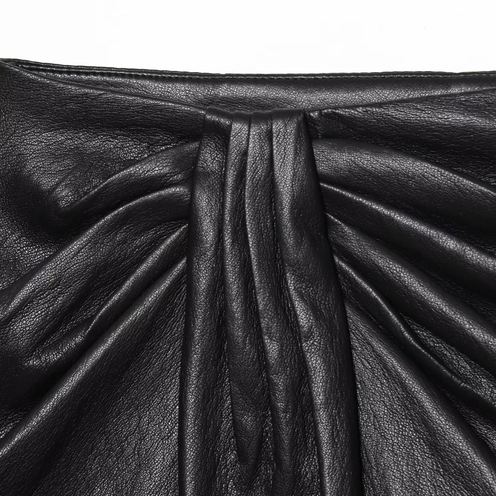 Spicy girl faux leather pleated skirt pants