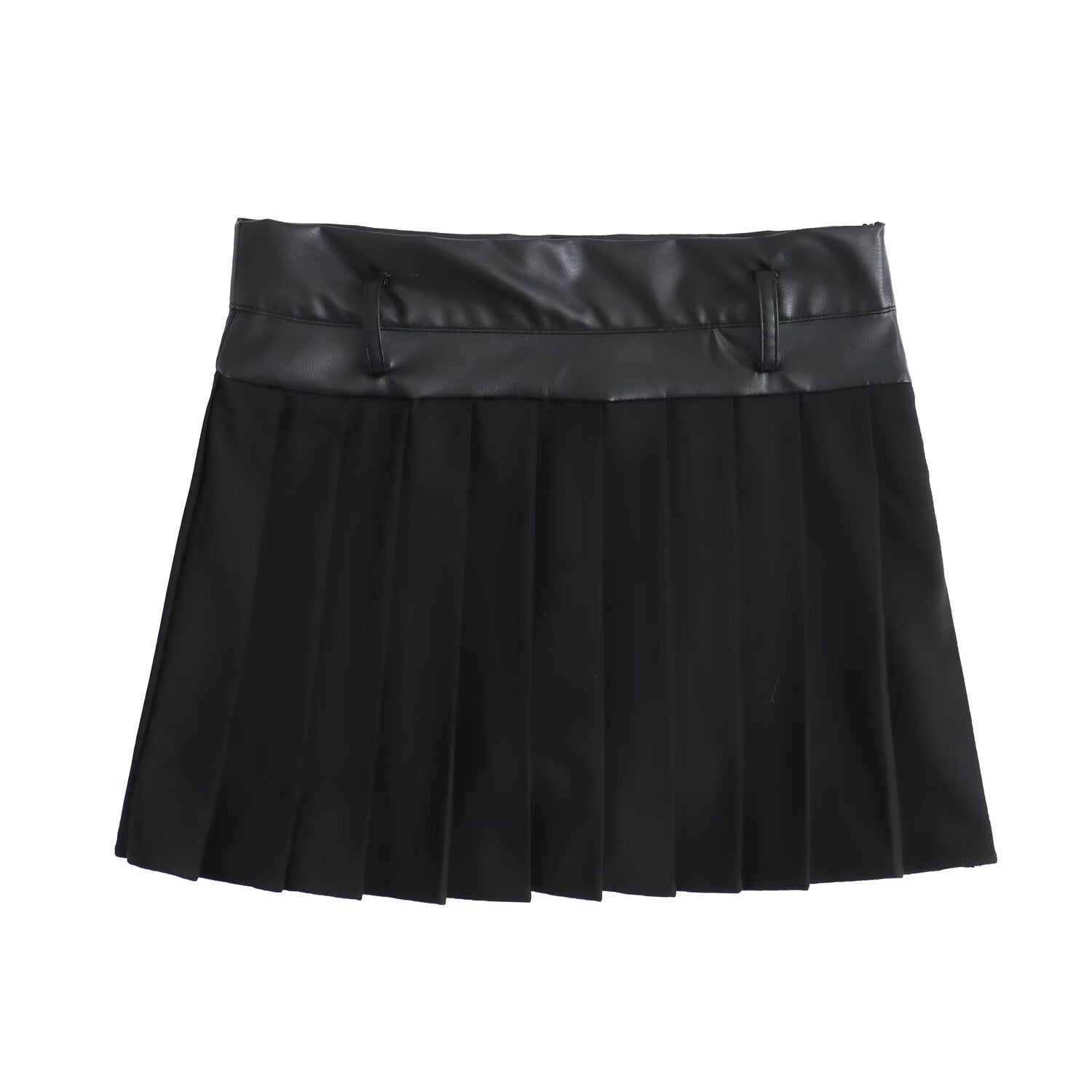 Spicy girl faux leather patchwork skirt pants women's clothing