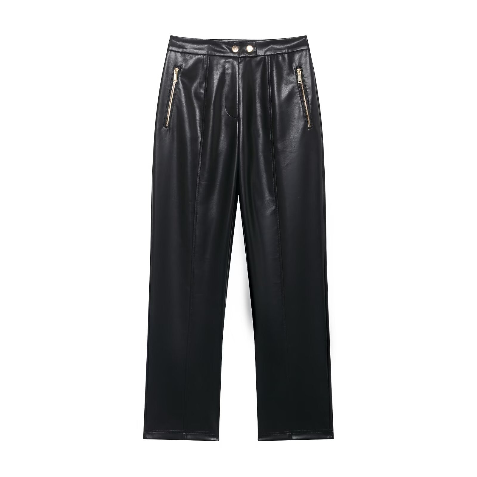 Jacket+high waisted faux leather flared pants
