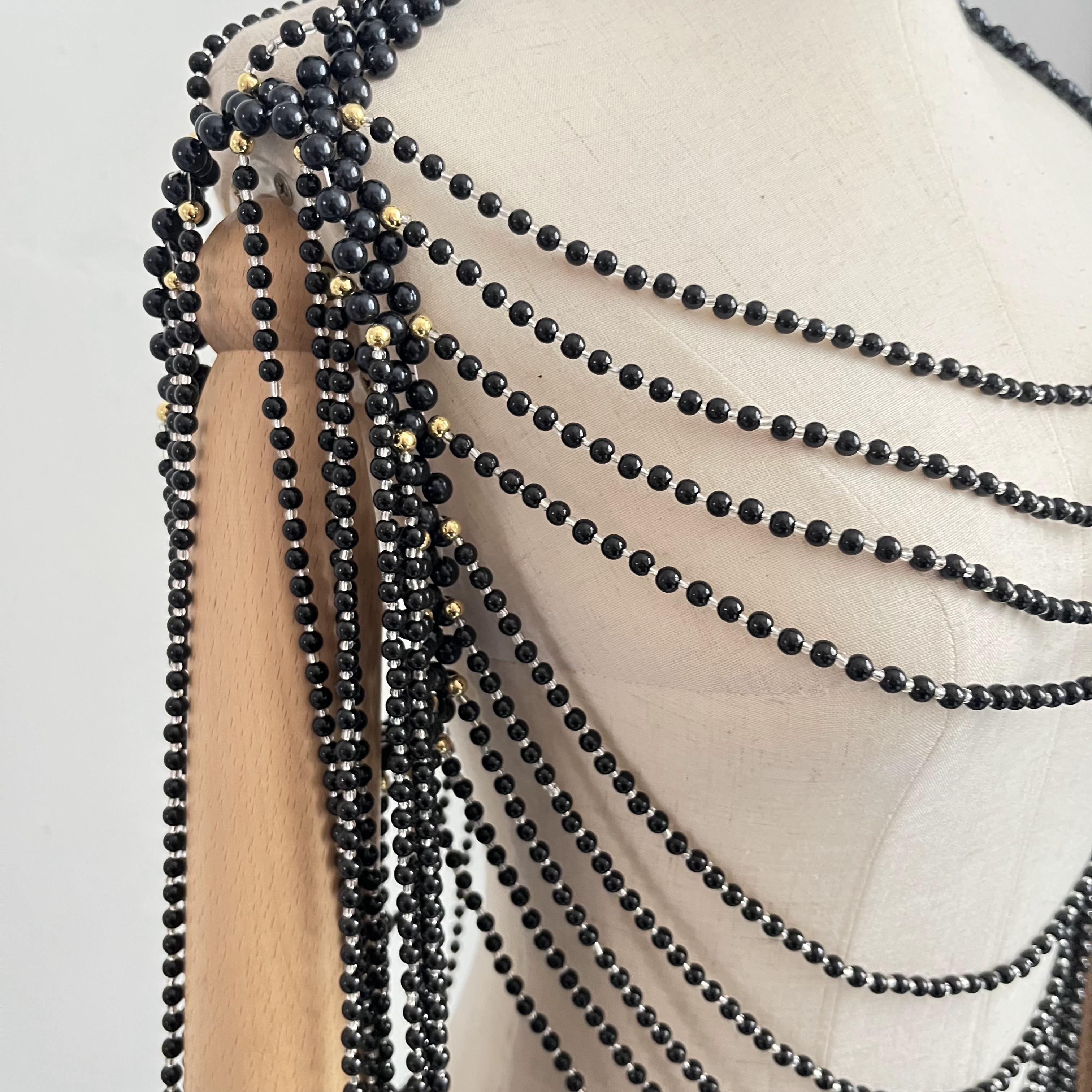 Personality Fashion Pearl Jewelry Leather Exaggerated Multilayer Pearl Body Chain