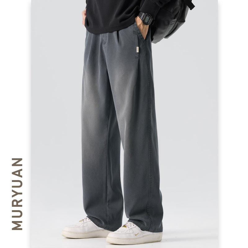 Men's Faux Denim Vintage Bleached Simple Casual Pants