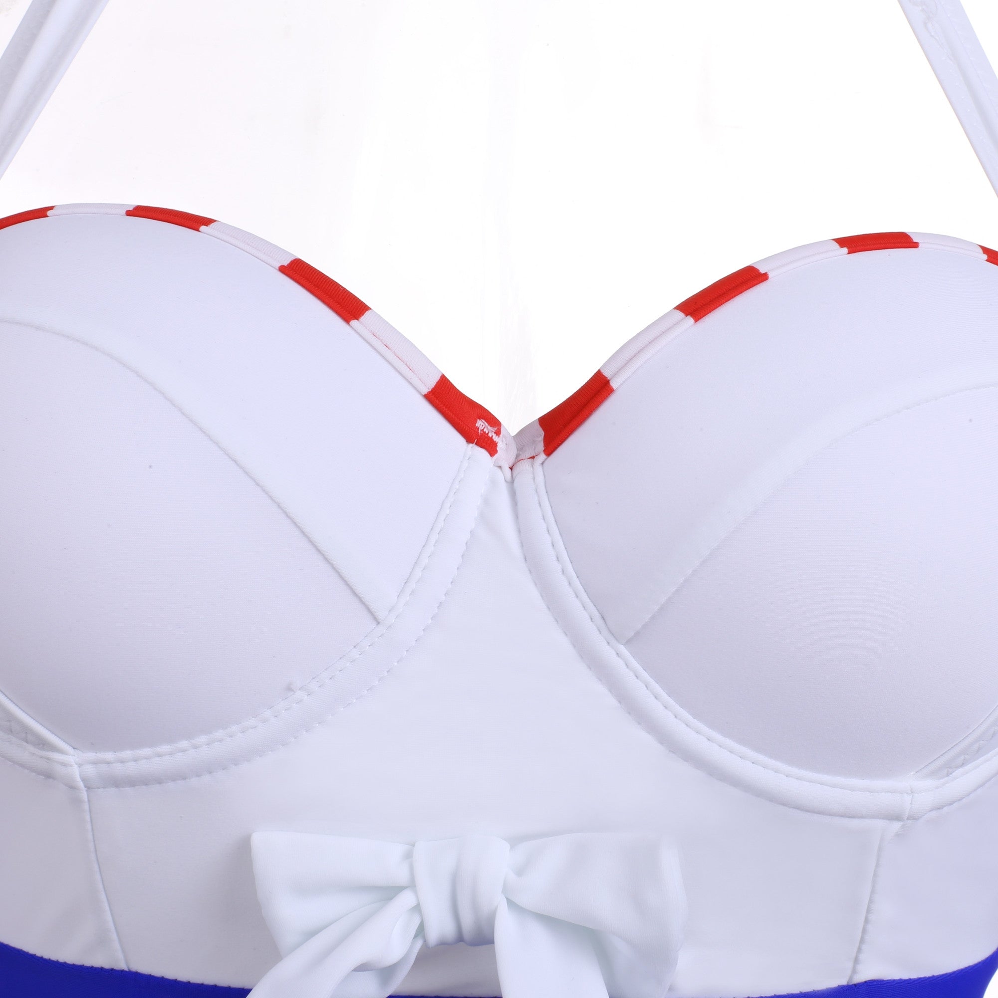 Blue V-type Button Halter One-Piece Swimsuit Bikini Beachwear - Sins & Temptations - 3