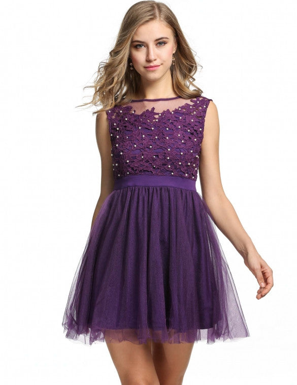 Sleeveless Sundress Floral Elegant Banquet Cocktail Party Wedding & Bridesmaid Dress - Sins & Temptations