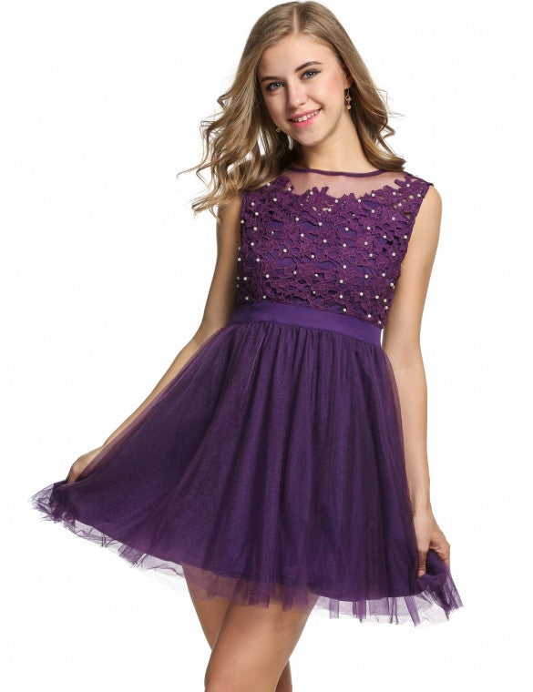 Sleeveless Sundress Floral Elegant Banquet Cocktail Party Wedding & Bridesmaid Dress - Sins & Temptations