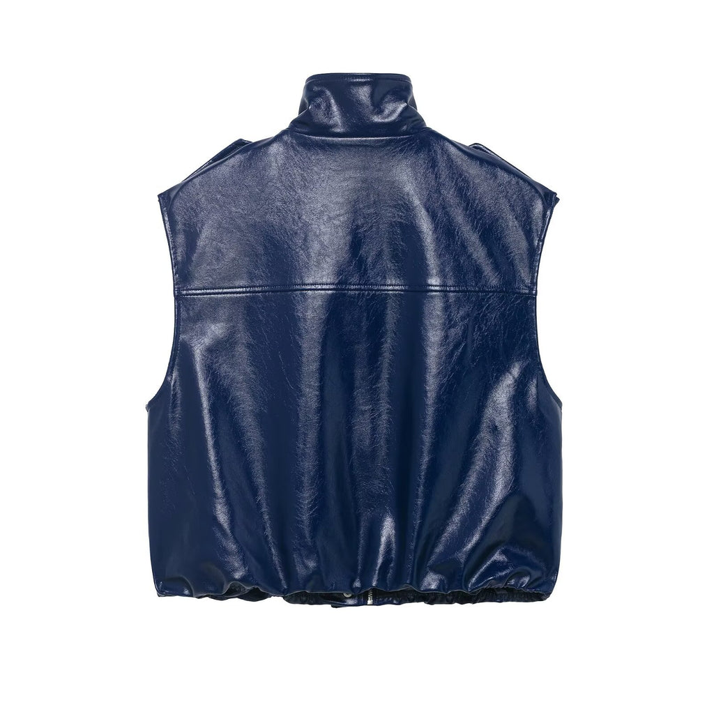 Trip strap leather vest+Mi skirt set for women's clothing