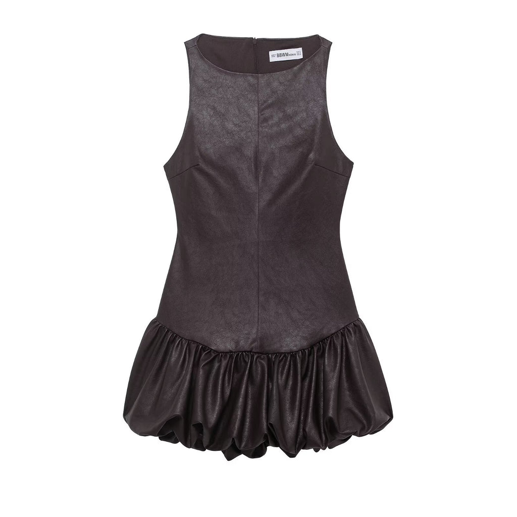 Leather effect jumpsuit style dress