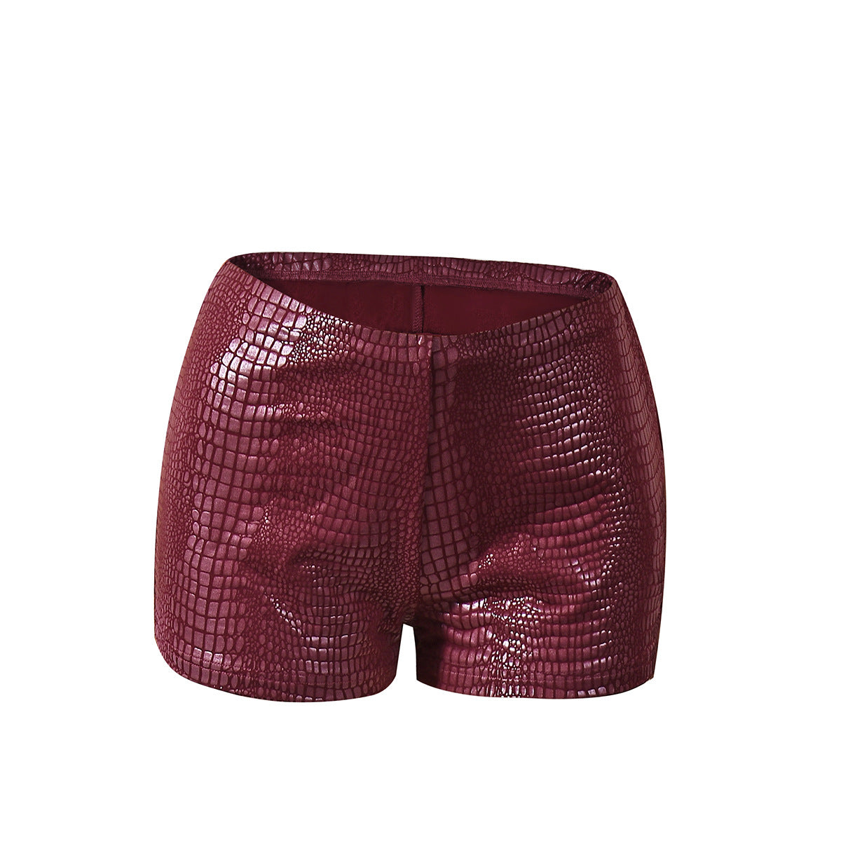 Butt hugging low waist PU leather shorts for women