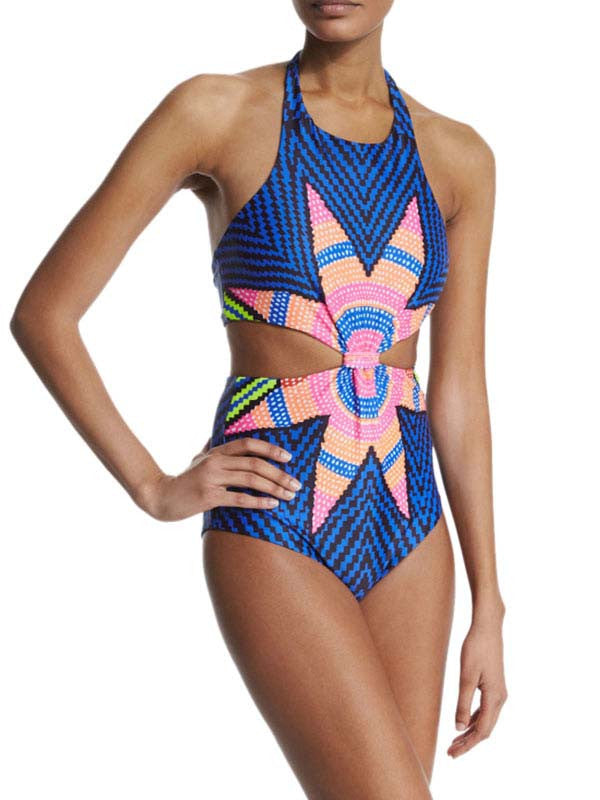 Blue Halter Cut Out Swimwear Lingerie - Sins & Temptations