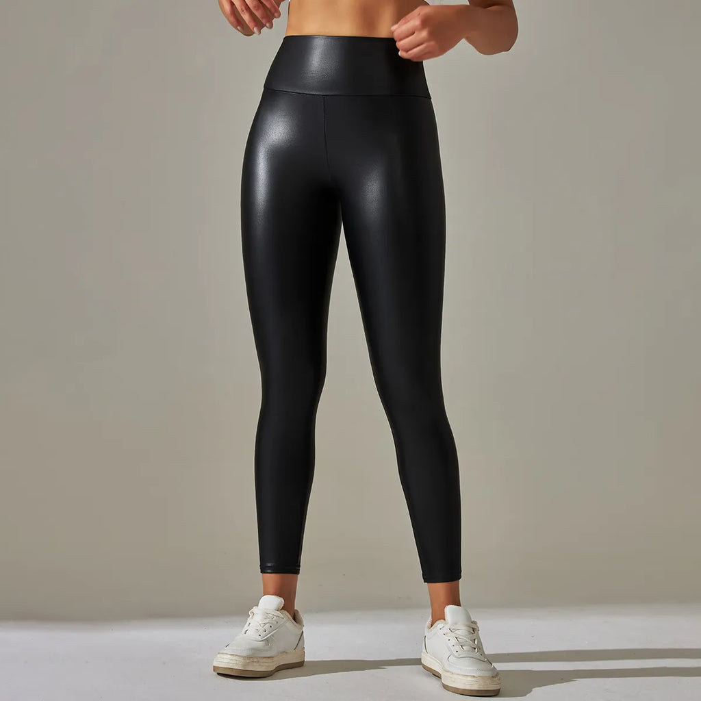 Women Black Pu Leather Pants High Waist Leather Sexy Leggings Trousers Women Thick Stretch Pantalon