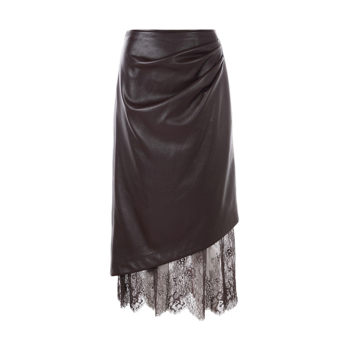 Lace patchwork leather skirt