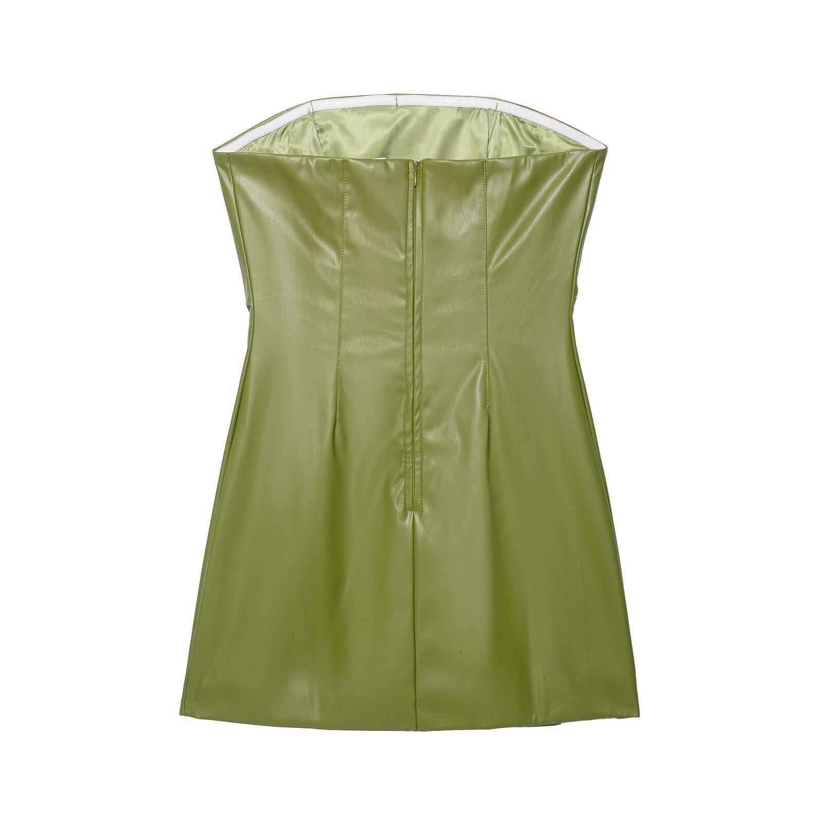 Retro style street style sleeveless leather dress