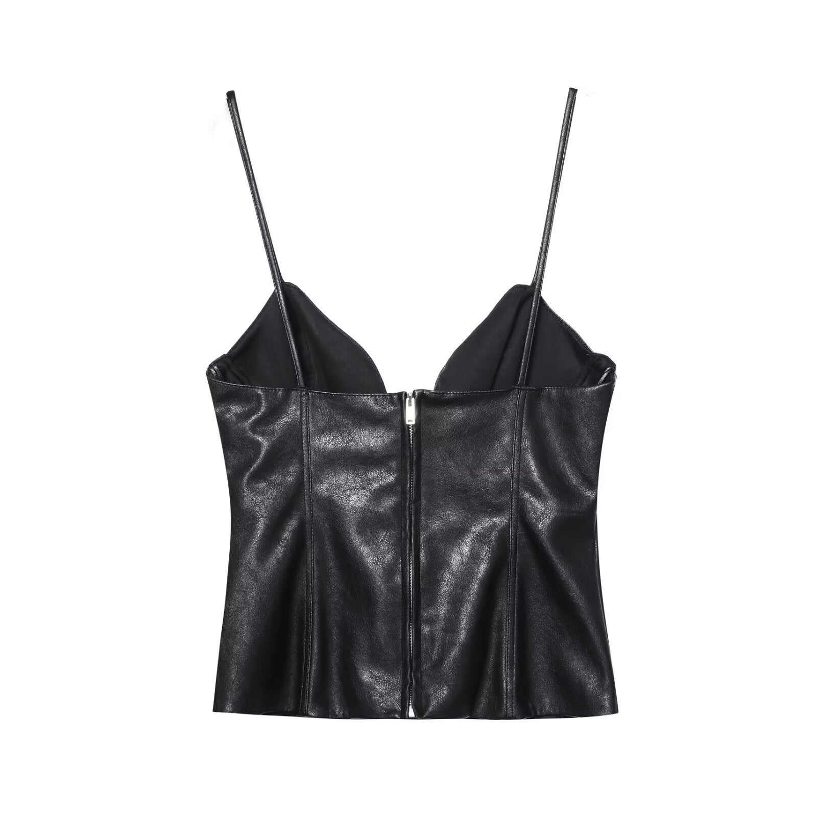 Spicy girl's faux leather bow suspender top