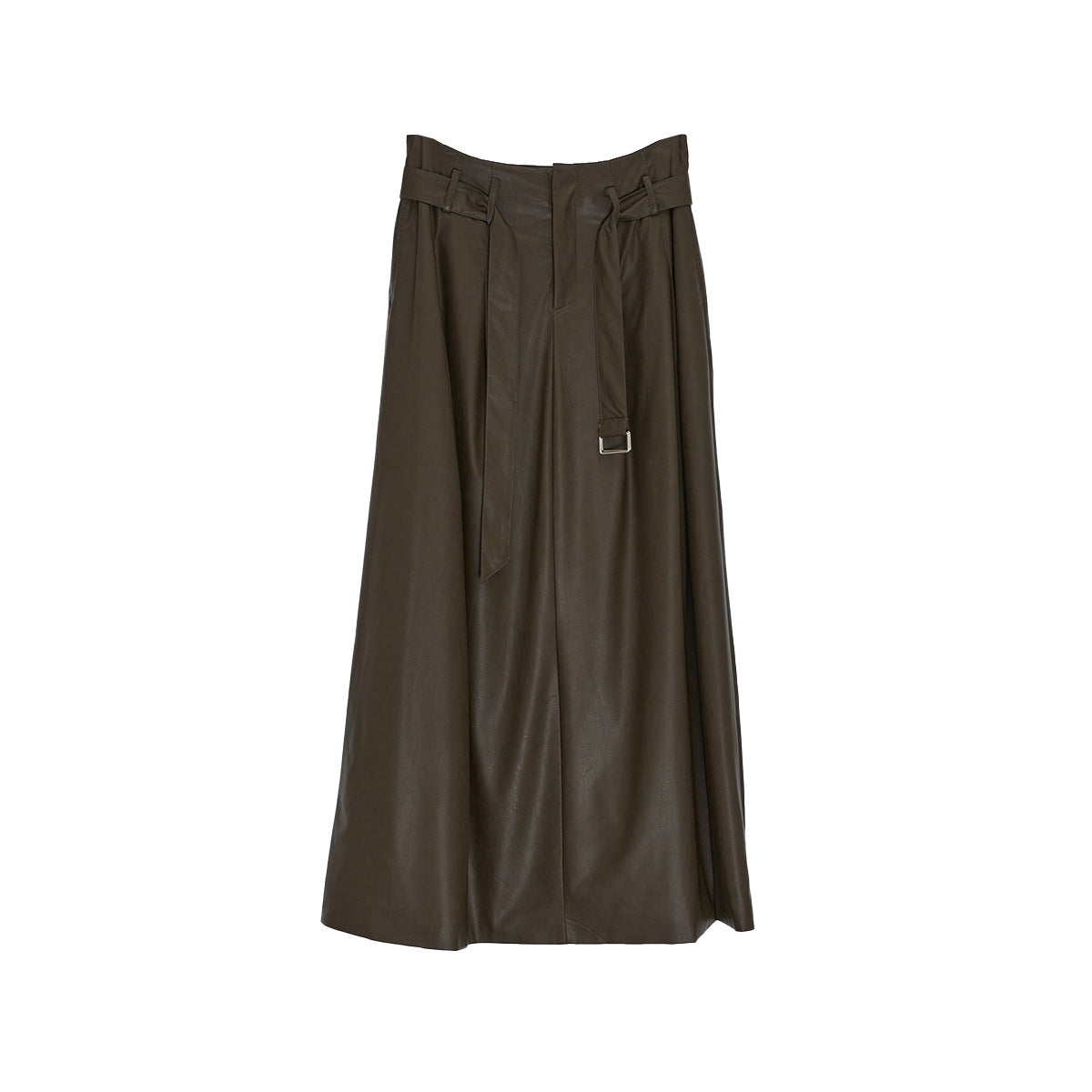Minimalist PU Leather A-Line Long Skirt for Women