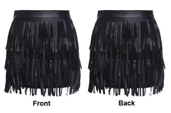 Faux Leather Tasseled Skirt - Sins & Temptations