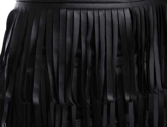 Faux Leather Tasseled Skirt - Sins & Temptations