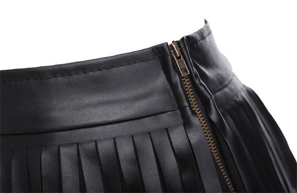Faux Leather Tasseled Skirt - Sins & Temptations