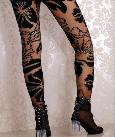Mesh Hollow Out Black Fashion Leggings - Sins & Temptations