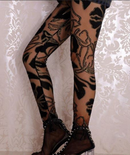Mesh Hollow Out Black Fashion Leggings - Sins & Temptations